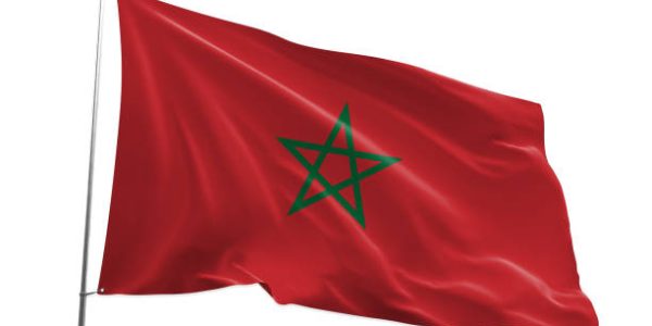 Morocco flag isolated on white background with clipping path. close up waving flag of Morocco. flag symbols of Morocco. Morocco flag frame with empty space for your text.